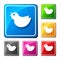 Trendy round blue twitter bird. Social media web icon. Flat design.