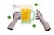 Trendy Saint Patrick's day banner with Halftone hand holding beer mug. Nostalgia paper collage art with flat