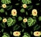 Trendy seamless beautiful artistic summer tropical pattern with exotic palm pattern black