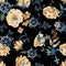Trendy Seamless Floral Pattern in with anchors, ship wheels black