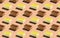 Trendy seamless food pattern - layered sponge cakes on a pastel background, minimal food isometric concept texture