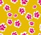 Trendy Seamless Pattern with Decorative Flowers. Repeating Design for Fabric Prints. Yellow background. Modern Floral Background.