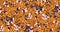 Trendy Seamless Pattern with Flowers with Leopard Skin on Dark Yellow Background.