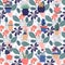 Trendy seamless pattern with foliage and houseplant