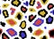 Trendy seamless pattern with leopard skin in color  Vibrant yellow, Turkish sea, limpet shell.  illustration.