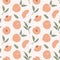 Trendy seamless pattern with peaches. Abstract peach fruits.