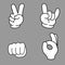 Trendy set of stylish cartoon hands showing different gestures