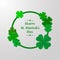 Trendy Shamrock Round frame with cut-out paper 3d stylized leaf