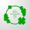 Trendy Shamrock Round frame with green cut-out paper 3d stylized