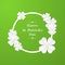Trendy Shamrock Round frame with white cut-out paper 3d stylized