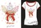 Trendy sketch womans shirt with color print with three ice cream decorated with a striped bow and inscription it is for you.