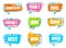 Trendy speech bubble isolated colorful set