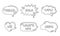 Trendy speech bubbles set with hand drawn talk phrases in the different shapes. Online chat clouds with dialog words