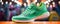 Trendy sports shoes, festive sport gym banner template background