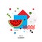 Trendy style geometric pattern with watermelon, vector illustration