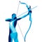 Trendy stylized illustration movement, archer, sports archery, line vector silhouette of