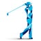 Trendy stylized illustration movement, golf player, golfer, line vector silhouette of