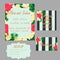 Trendy tropical jungle style vector wedding print set.