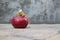 Trendy ugly red tomato on a concrete background, copy space