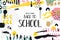 Trendy vector colorful pattern with brush strokes and letter back to school