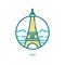 Trendy vector line Eiffel tower icon