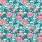 Trendy vector seamless floral ditsy pattern. Fabric design with simple flowers.