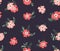 Trendy vector seamless floral ditsy pattern. Fabric design with simple flowers on the dark background.