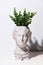 Trendy Venus plaster head planter with pearls and gold jewelry
