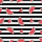 Trendy watermelon pattern with horizontal black stripes. Flat cartoon style. Minimalist, simple. Seamless vector.