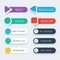 Trendy web and ui application color buttons vector set