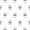 Trendy white hipster abstract eye pattern vector background.