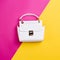 Trendy white leather woman\\\'s top-handle bag with a gold clasp