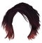 Trendy woman disheveled hairs kare with fringe dark varicolored red coloring. medium length . beauty style . realistic 3d