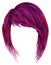 Trendy woman hairs bright pink color. kare with bangs medium