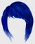 Trendy woman hairs dark blue color. kare with bangs medium le
