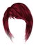 Trendy woman hairs kare with fringe . red colors medium l