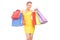 Trendy woman holding a bunch of shopping bags