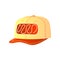 Trendy yellow baseball cap with front decor and red visor