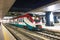 Trenitalia Jazz is suburban regional train of the Italian national train operator, at nigh station. Italy, Roma, 28 december 2018