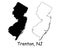 Trenton New Jersey NJ State Border USA Map