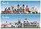 Trenton and Newark New Jersey City Skylines Set with Color Buildings and Blue Sky