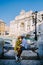 Trevi Fountain, rome, Italy. City trip Rome couple on city trip in Rome, view of Di Trevi fountain in Rome, Italy