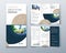 Tri fold brochure design with circle, corporate business template for tri fold flyer. Layout with modern photo and