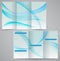 Tri-fold business brochure template, vector blue d