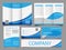 Tri fold wave brochure layout. Blue and white flyer. For design and print. Collection of folded brochures, annual report