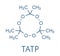 Triacetone triperoxide TATP, acetone peroxide explosive molecule. Skeletal formula.