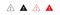 Triagle sign. Alert icon set. Warning web mark. Danger symbol in vector flat