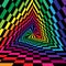 Triangle Abyss. Black and Colorful Rectangles Expanding from the Center. Optical Illusion of Volume and Depth