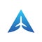 Triangle blue color aero plane logo design
