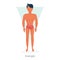 Triangle body shape. Man standing in underwear